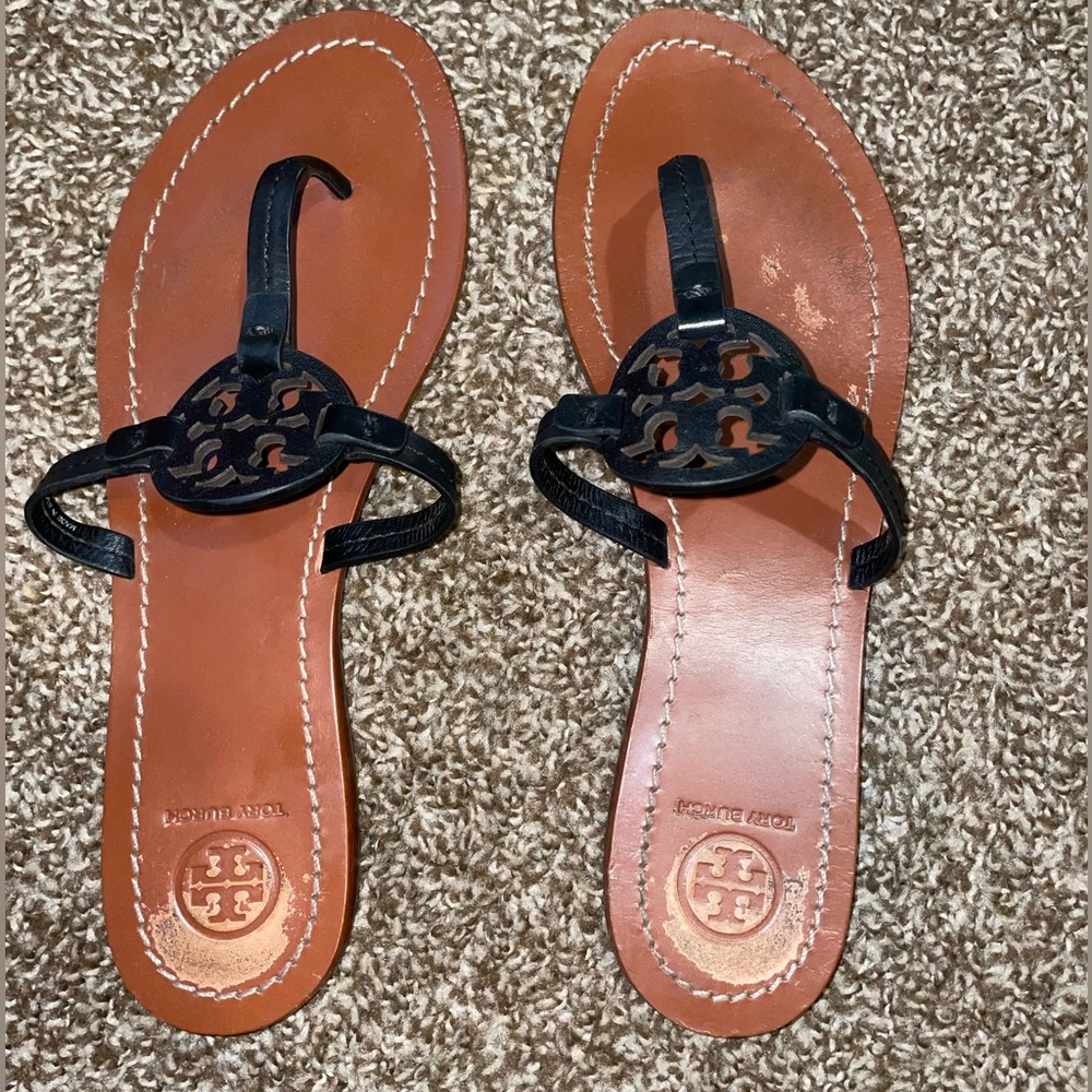 USED Tory Burch Black Sandals 8 1/2